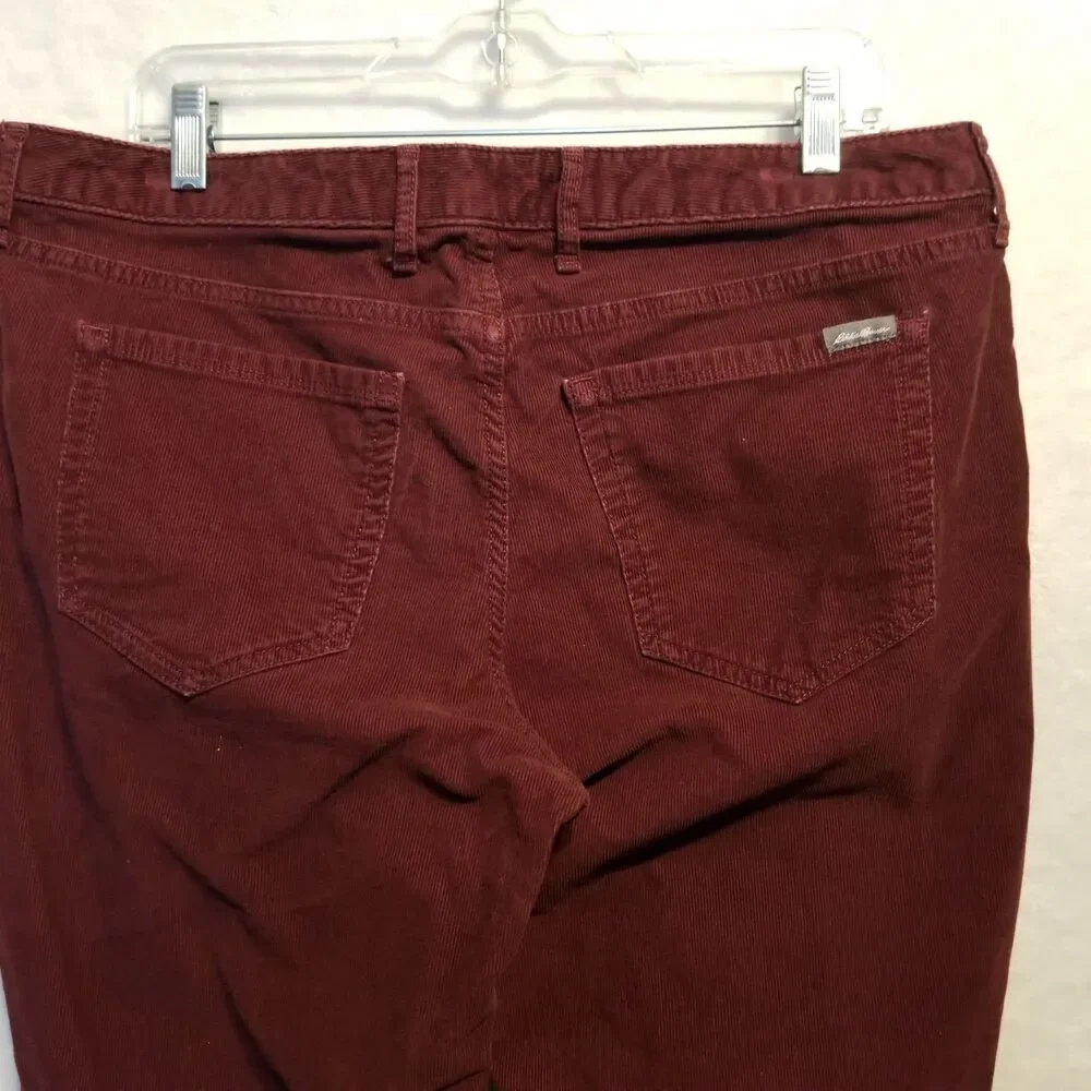 Eddie Bauer 14 Pants Corduroy Boyfriend Slim Fit Burgundy Academia Grunge Gothic